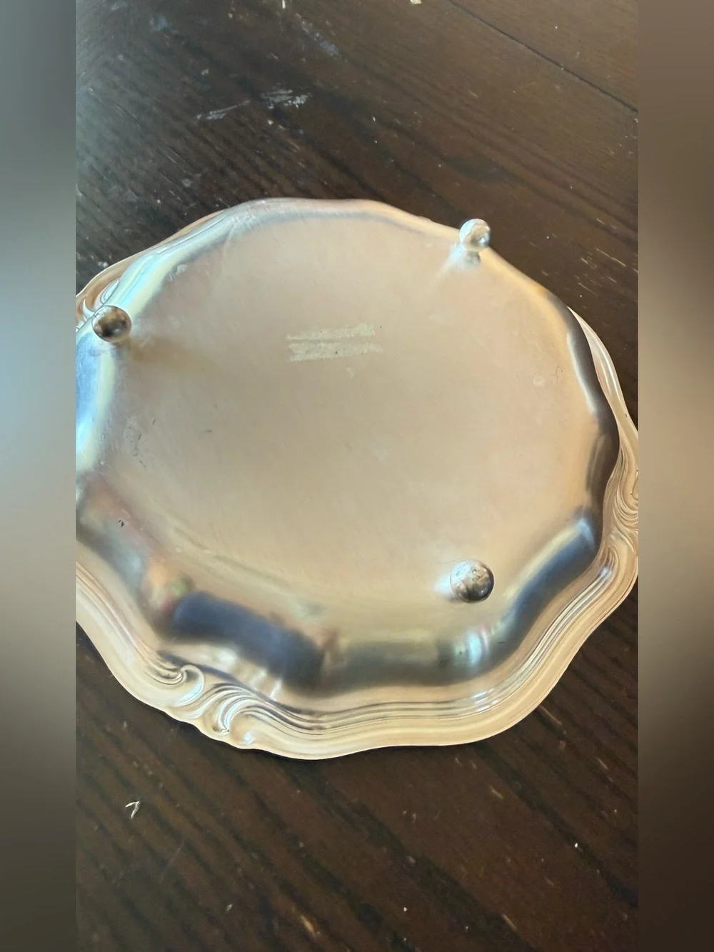 WMF-IKORA SILVER-PLATED ROUND SERVING DISH BRUSHED SWIRL FINISH